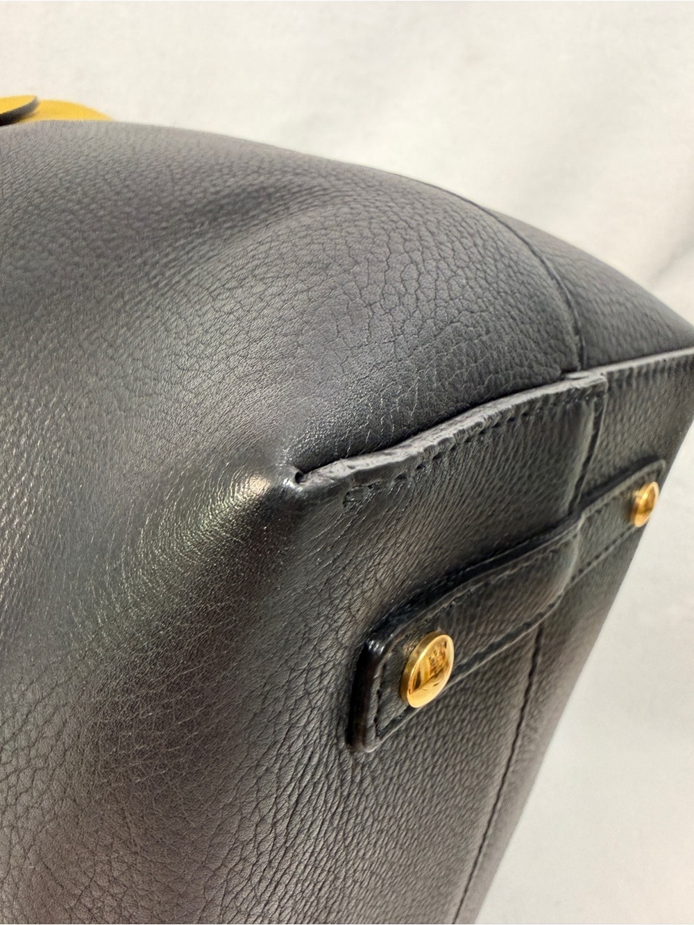 Burberry Black Leather Tote with Yellow Strap and Green Shoulder Strap - Picture 9 of 12
